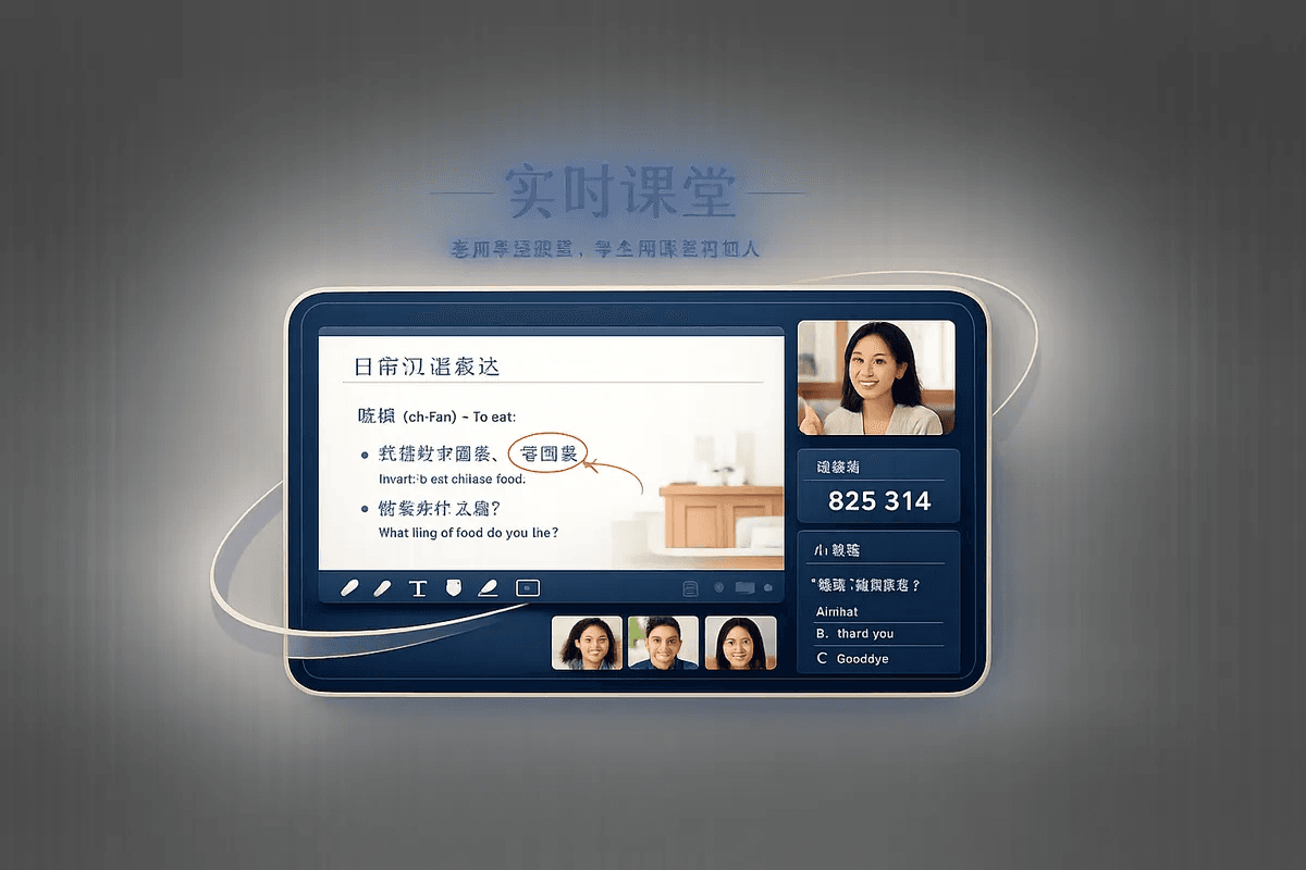 实时课堂功能展示:教师控制课堂并由学生输入课堂码加入